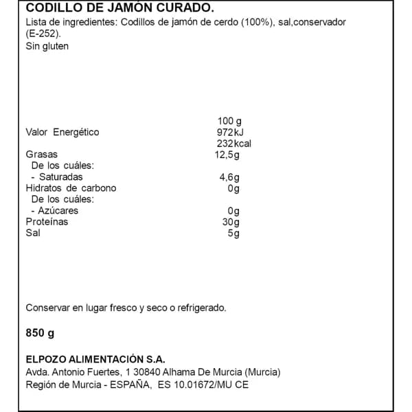 Codillo de Jamón 900G Aprox - 0.9 kg - Imagen del producto en Findit