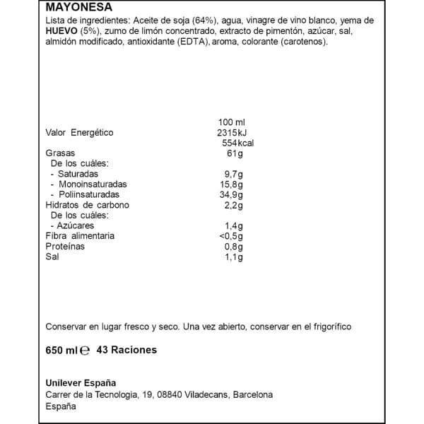 Mayonesa 430ML - 0.65 l - Imagen del producto en Findit