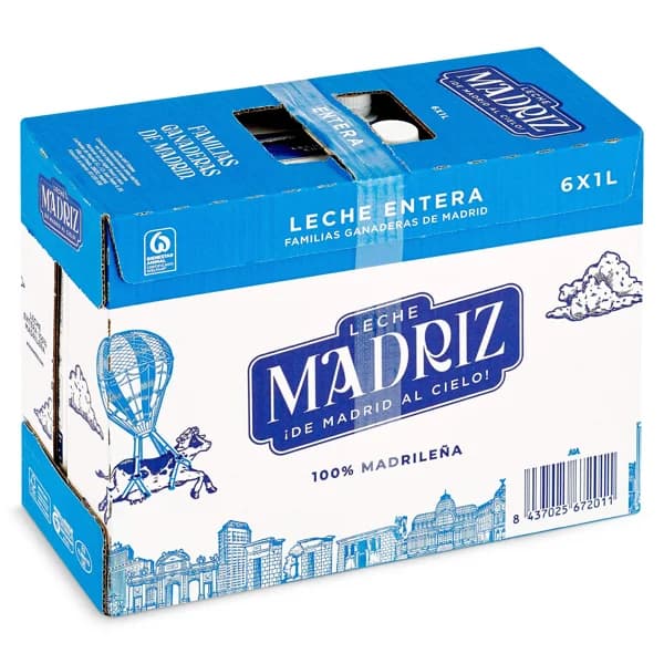 Leche entera Madriz pack 6 x 1 L - 6 l - Imagen del producto en Findit