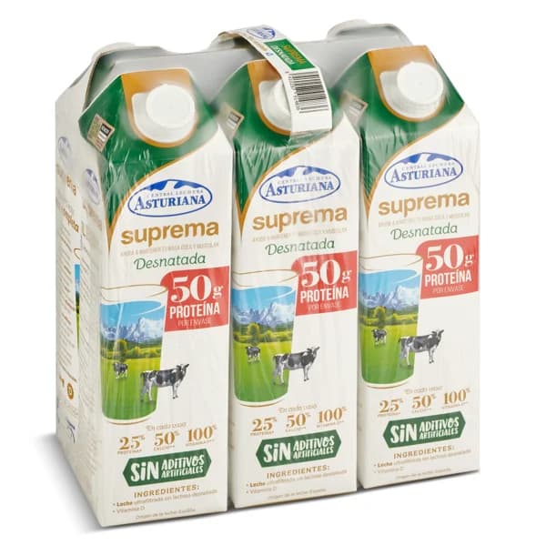 Leche desnatada suprema Central Lechera Asturiana pack 6 x 1 L - 6 l - Imagen del producto en Findit