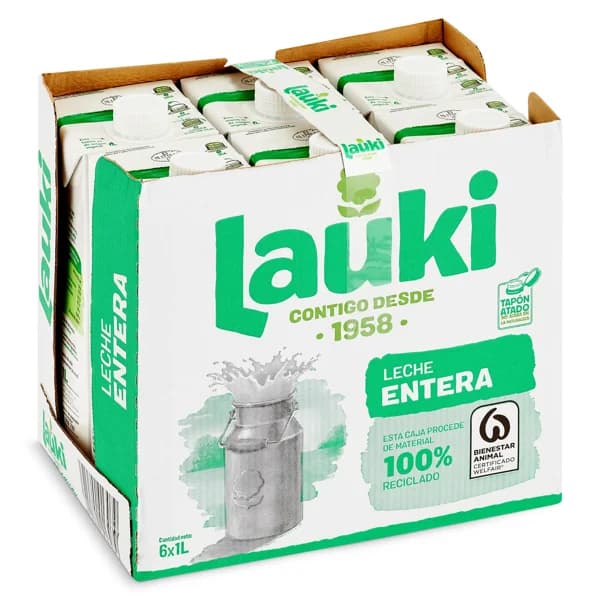 Leche entera Lauki pack 6 x 1 L - 6 l - Imagen del producto en Findit