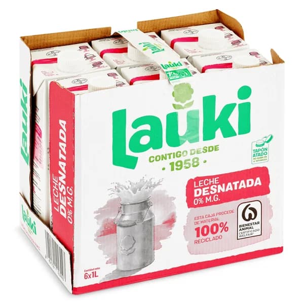 Leche desnatada Lauki pack 6 x 1 L - 6 l - Imagen del producto en Findit