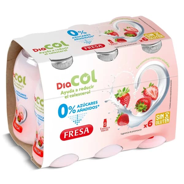Bebida láctea de fresa 0% azúcares añadidos Diacol pack 6 x 100 g - 0.6 kg - Imagen del producto en Findit