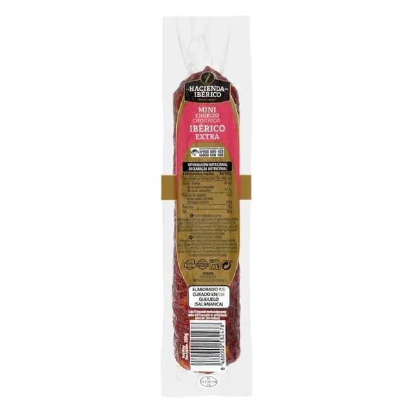 Mini chorizo ibérico extra La Hacienda del ibérico - 0.2 kg - Imagen del producto en Findit