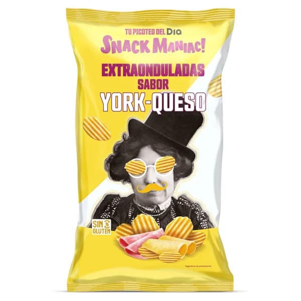 Patatas fritas extraonduladas sabor york-queso Snack Maniac de Dia bolsa 150 g - 0.15 kg - Imagen del producto en Findit