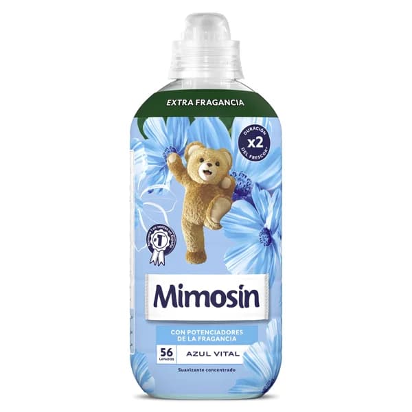 Suavizante concentrado extra fragancia azul vital Mimosin botella 56 lavados - 49.75 ud - Imagen del producto en Findit