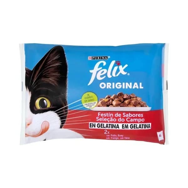 Selección de carnes en gelatina FÉLIX ORIGINAL, pack 4x85 g - 0.34 kg - Imagen del producto en Findit