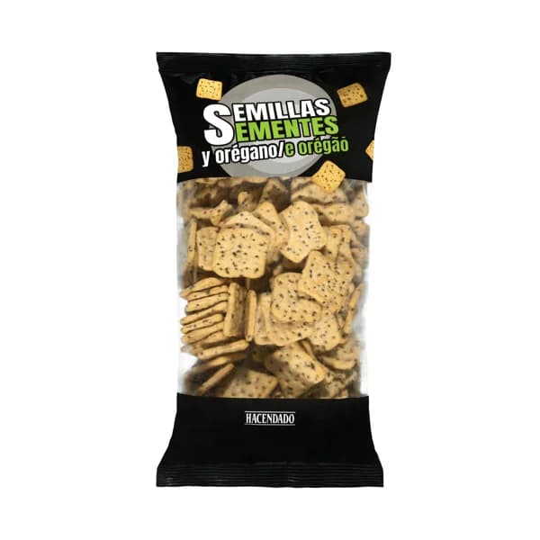 Galletas saladas de semillas y orégano Hacendado - 0.25 kg - Imagen del producto en Findit