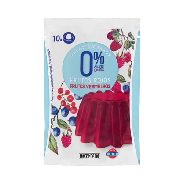 Preparado en polvo gelatina frutos rojos Hacendado 0% azúcares - 0.03 kg - Imagen del producto en Findit