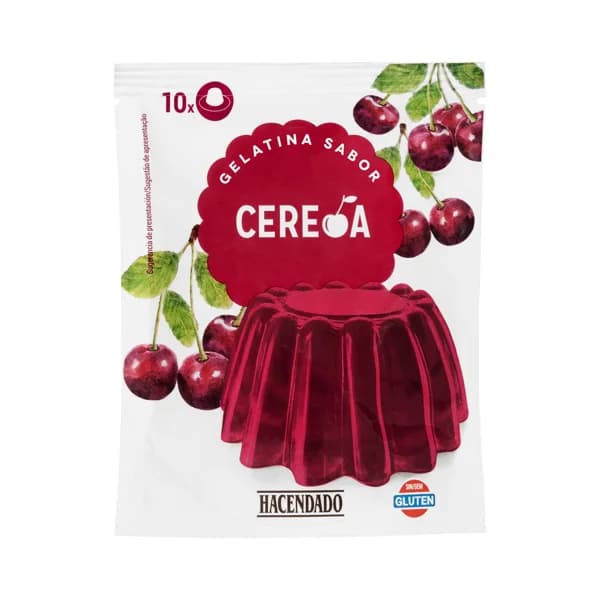 Preparado en polvo gelatina cereza Hacendado - 0.18 kg - Imagen del producto en Findit