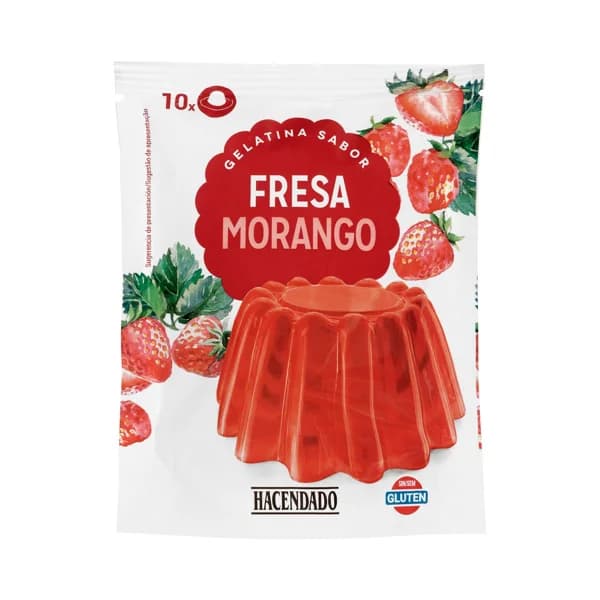 Preparado en polvo gelatina fresa Hacendado - 0.18 kg - Imagen del producto en Findit