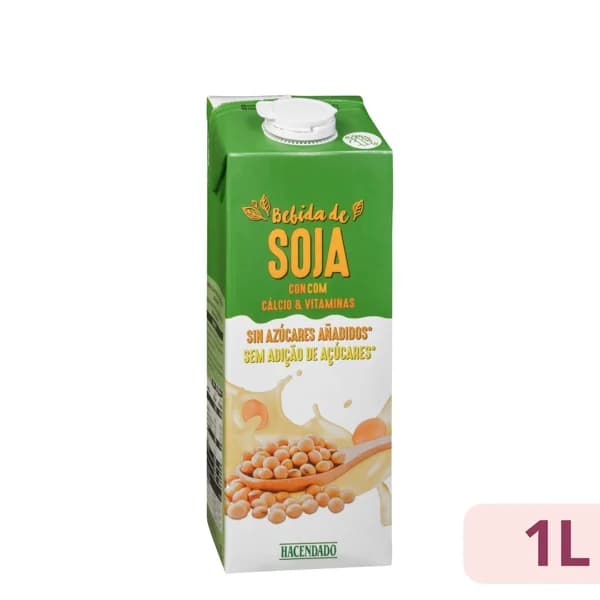 Bebida de soja con calcio y vitaminas sin azúcares añadidos Hacendado - 1 l - Imagen del producto en Findit