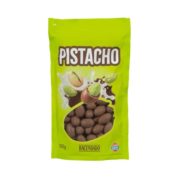 Pistachos bañados de chocolate con leche Hacendado - 0.1 kg - Imagen del producto en Findit