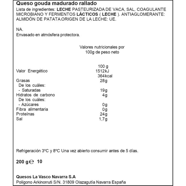 Queso Rallado Gouda 200G - 0.2 kg - Imagen del producto en Findit