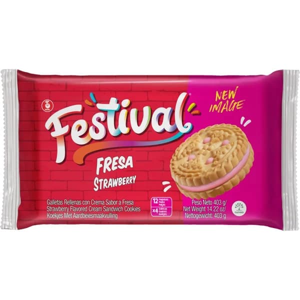 Galletas Rellenas de Fresa - 0.34 kg - Imagen del producto en Findit