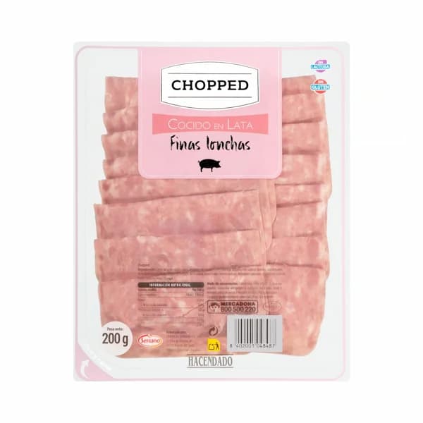 Chopped cocido en lata Hacendado finas lonchas - 0.2 kg - Imagen del producto en Findit