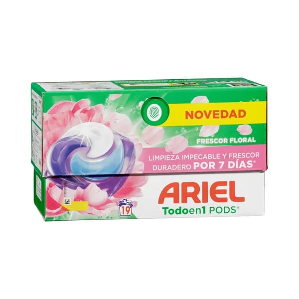 Detergente ropa todo en 1 frescor floral Ariel Pods en cápsulas - 18.96 ud - Imagen del producto en Findit