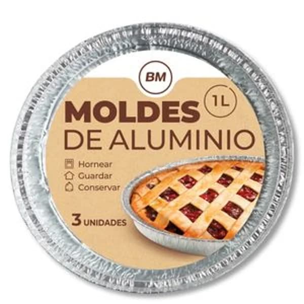 Molde de aluminio redondo 1 l 3 unidades - 2.99 ud - Imagen del producto en Findit