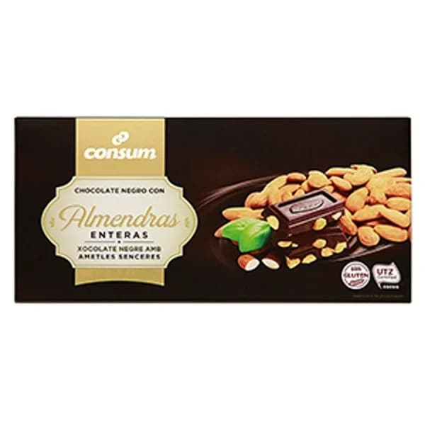 Chocolate Negro 55% con Almendras Enteras - 0.2 kg - Imagen del producto en Findit