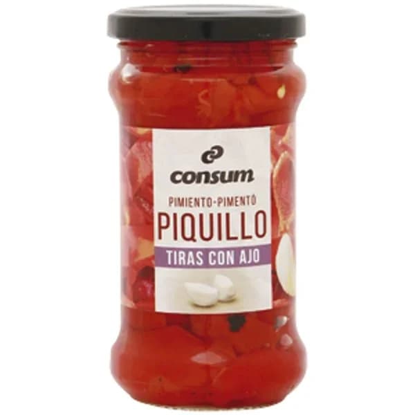 Pimiento Piquillo Tiras con Ajos Frasco - 0.23 kg - Imagen del producto en Findit