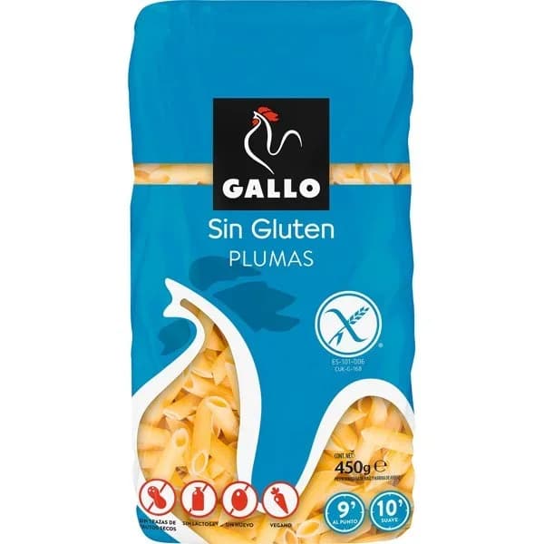 Macarrones plumas sin gluten 450 g - 0.45 kg - Imagen del producto en Findit