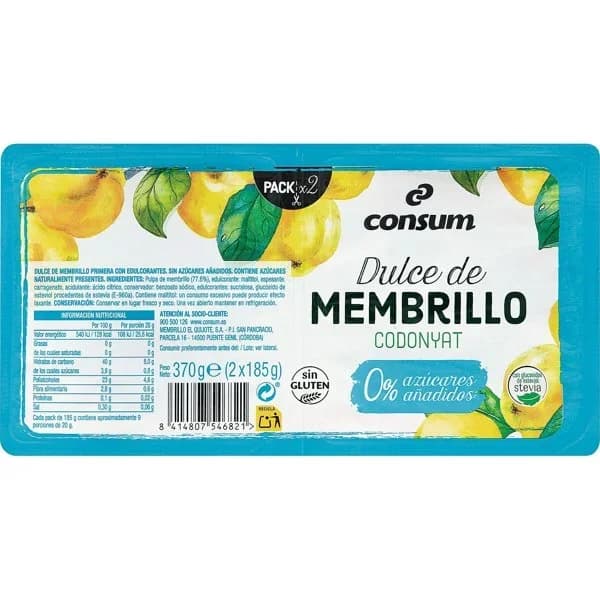 Dulce Membrillo s/Azúcar Tarrina - 0.37 kg - Imagen del producto en Findit