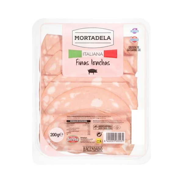 Mortadela italiana Hacendado finas lonchas - 0.2 kg - Imagen del producto en Findit