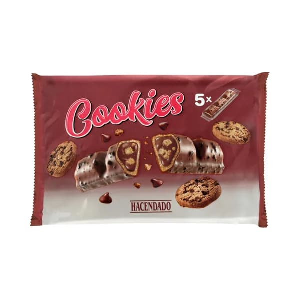 Barritas de barquillo Cookies cobertura de cacao con pepitas y rellenas de galleta - 0.09 kg - Imagen del producto en Findit