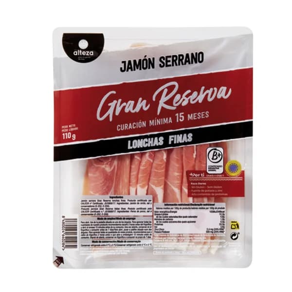 Jamón Serrano Gran Reserva Loncha Fina 110G - 0.11 kg - Imagen del producto en Findit
