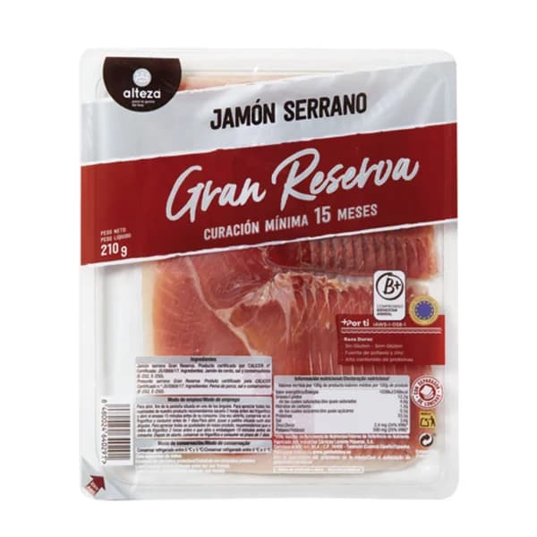 Jamón Serrano Gran Reserva Loncha 210G - 0.21 kg - Imagen del producto en Findit