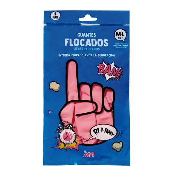 Guante Flocado Rosa Mediano - 1 ud - Imagen del producto en Findit