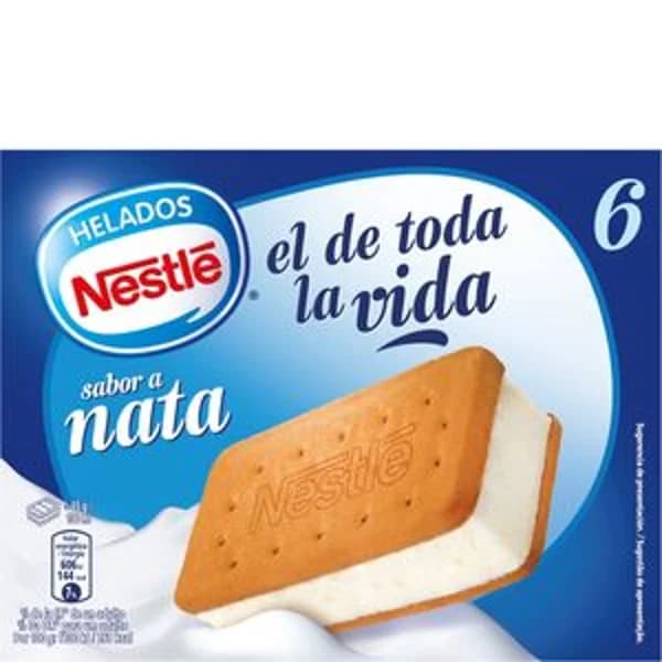 Helado sandwich de nata 6 unidades - 0.6 l - Imagen del producto en Findit