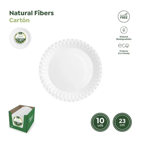 Plato Llano Biodegradable 23CM 10UD - 1 ud - Imagen del producto en Findit
