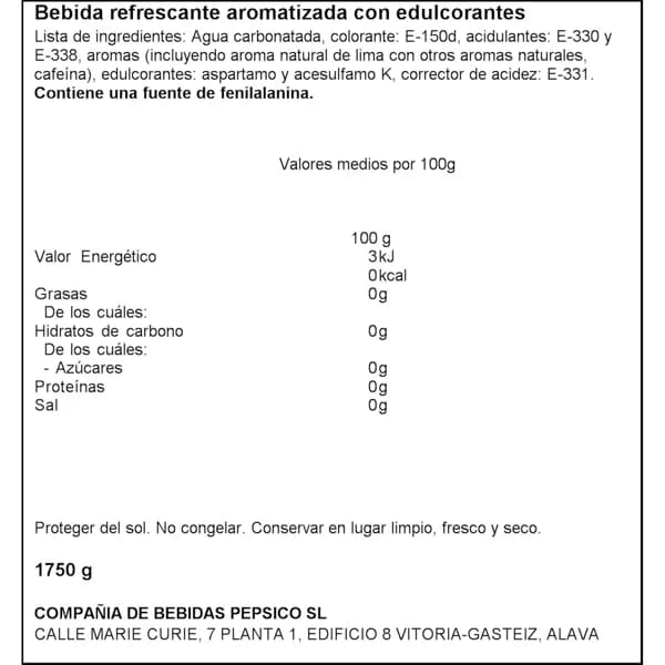Refresco Cola Zero Lima Botella 1,75L - 1.5 l - Imagen del producto en Findit