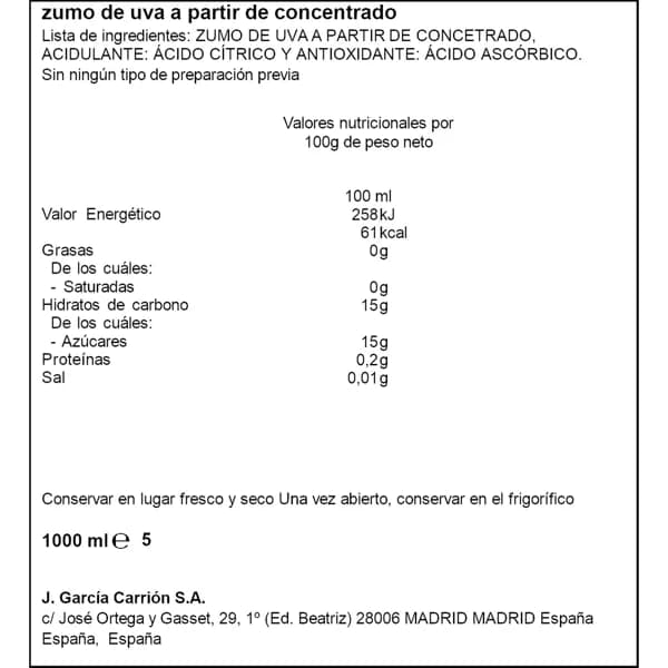 Mosto Blanco Cristal 1L - 1 l - Imagen del producto en Findit