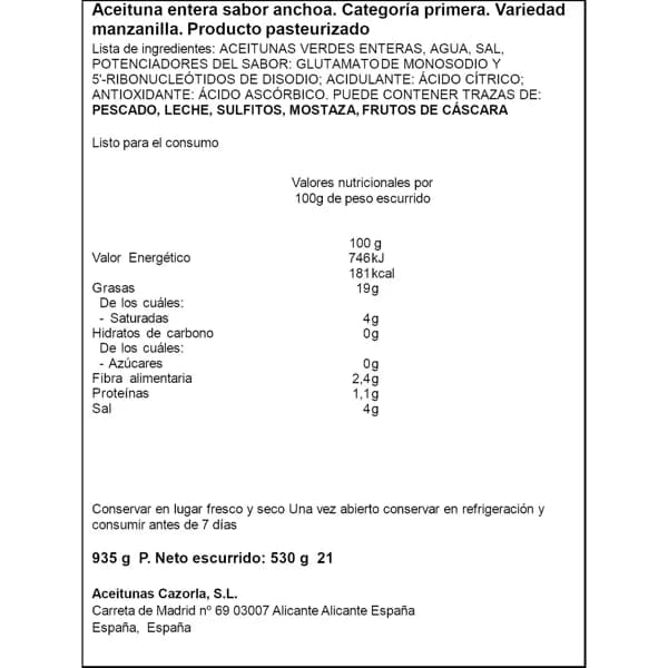 Aceituna con Hueso 530G - 0.53 kg - Imagen del producto en Findit