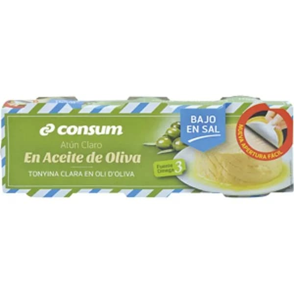 Atún Claro Bajo en Sal en Aceite de Oliva Pack 3 - 0.16 kg - Imagen del producto en Findit
