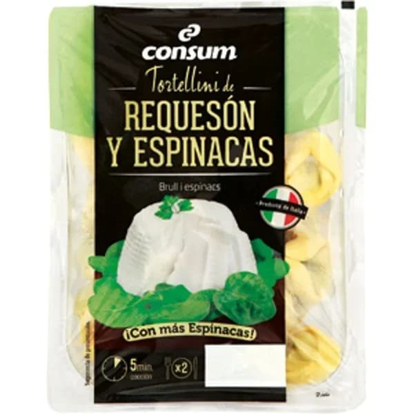Tortellini Relleno Requesón y Espinacas - 0.25 kg - Imagen del producto en Findit