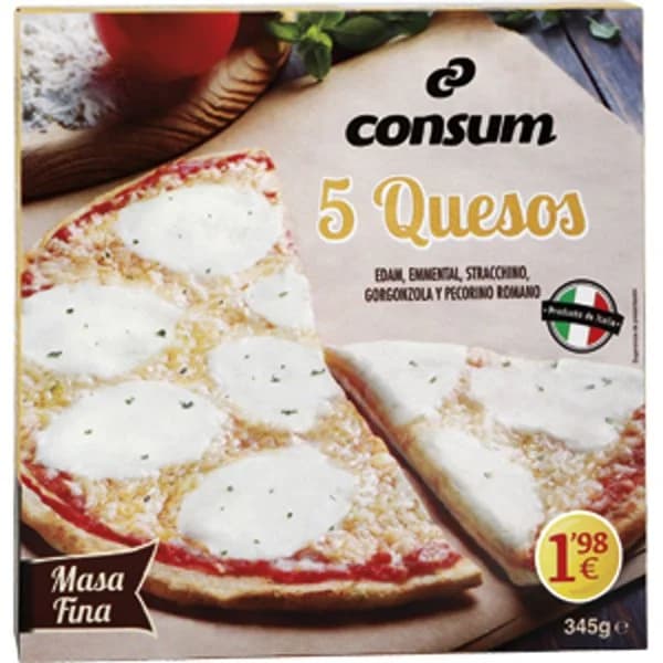 Pizza congelada 5 Quesos - 0.34 ud - Imagen del producto en Findit