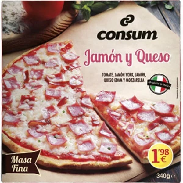 Pizza congelada Jamón y Queso - 0.38 kg - Imagen del producto en Findit