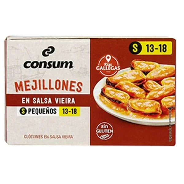 Mejillones Salsa Vieira 13/18 Piezas - 0.07 kg - Imagen del producto en Findit