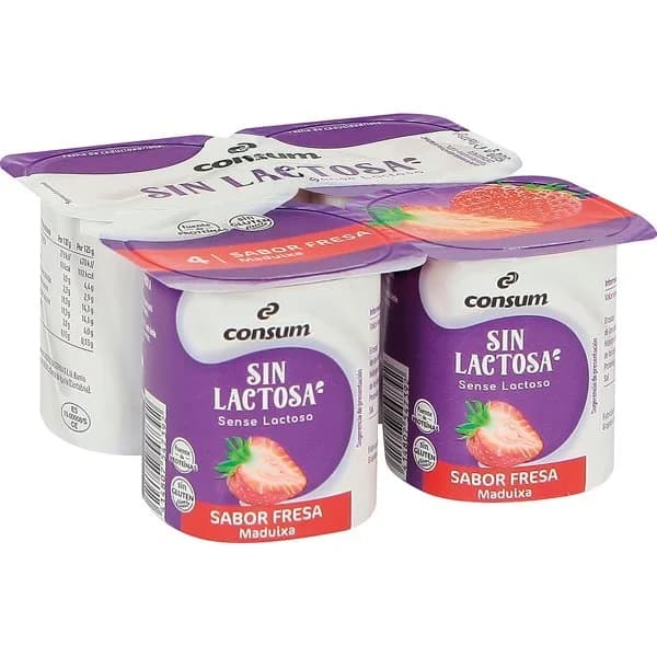 Yogur Sabor Fresa sin Lactosa P-4 unidades - 0.5 kg - Imagen del producto en Findit