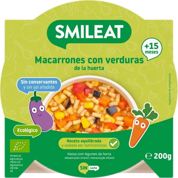 Platito de Macarrones Con Verdura de la Huerta Eco - 0.2 kg - Imagen del producto en Findit
