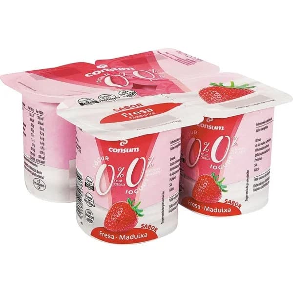 Yogur 00% Sabor Fresa Pack de 4 Unidades - 0.5 kg - Imagen del producto en Findit