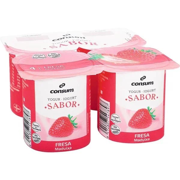 Yogur Sabor Fresa Pack 4 Unidades - 0.5 kg - Imagen del producto en Findit