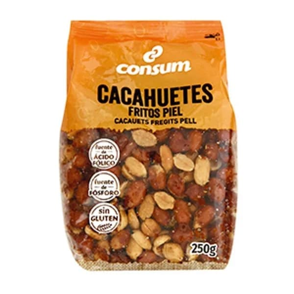 Cacahuetes Fritos Piel Bolsa - 0.25 kg - Imagen del producto en Findit