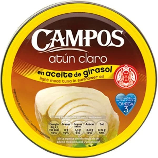 Atún claro en aceite de girasol CAMPOS, lata 160 g - 0.1 kg - Imagen del producto en Findit