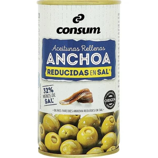 Aceituna Rellena Anchoa Baja en Sal en Lata - 0.15 ud - Imagen del producto en Findit