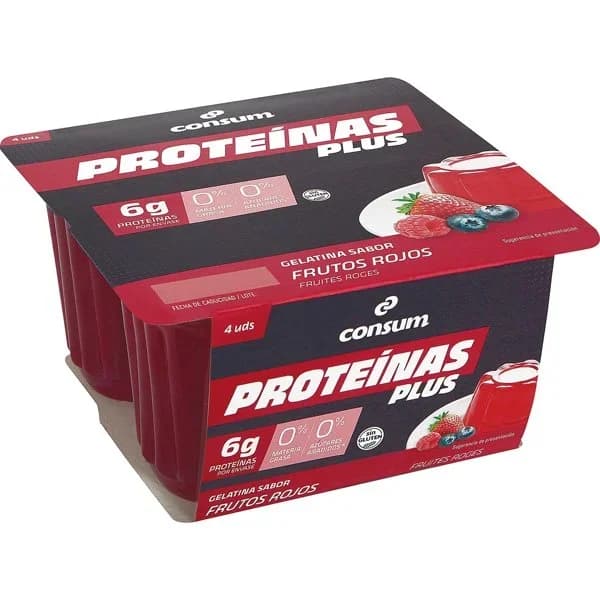 Gelatina Proteína 00% Plus Sabor Frutos Rojos - 0.4 ud - Imagen del producto en Findit