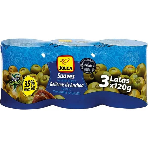 Aceitunas Rellenas Anchoa Suave Pack 3 - 0.13 kg - Imagen del producto en Findit